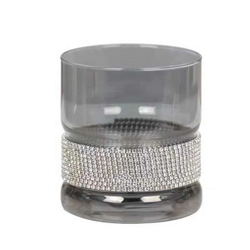 Wholesale High-end Handmade Glass Cup Diamond Studded Ball Shape Wine Glass Whiskey Glass Cup for Party Wedding