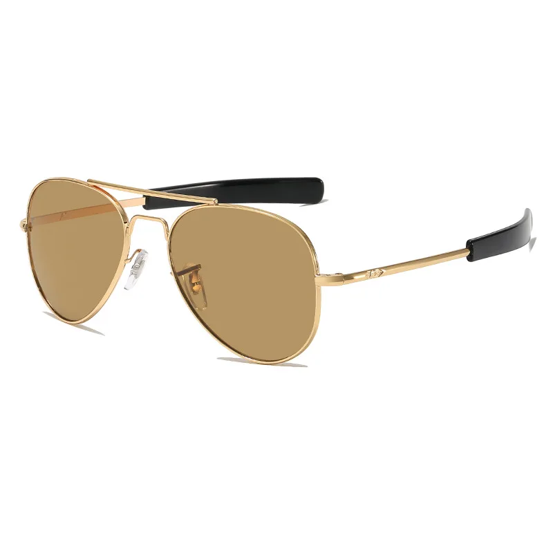 New Retro Trendy Pilot Metal Glasses AO Sunglasses Men American Optical Glass Lens Aviation Sunglasses AO lunettes de soleil