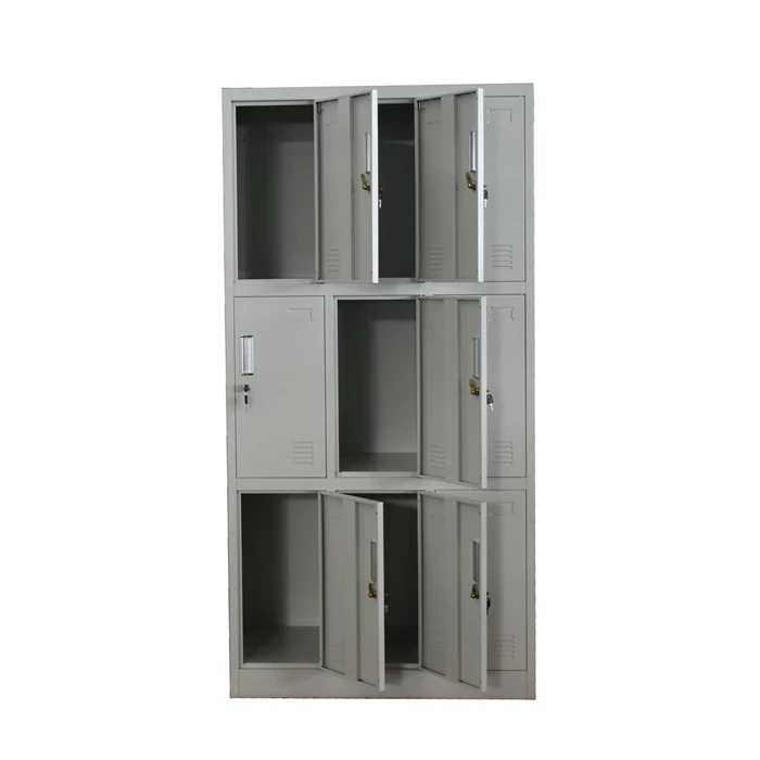 Powder coated disassemble gym clothes cabinet steel school 9 door locker