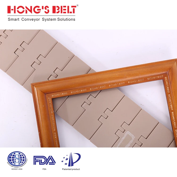 HONGSBELT HS-820-K400 beverage bottle  industry plastic chains belt straight line 4inch width straight running conveyor belt