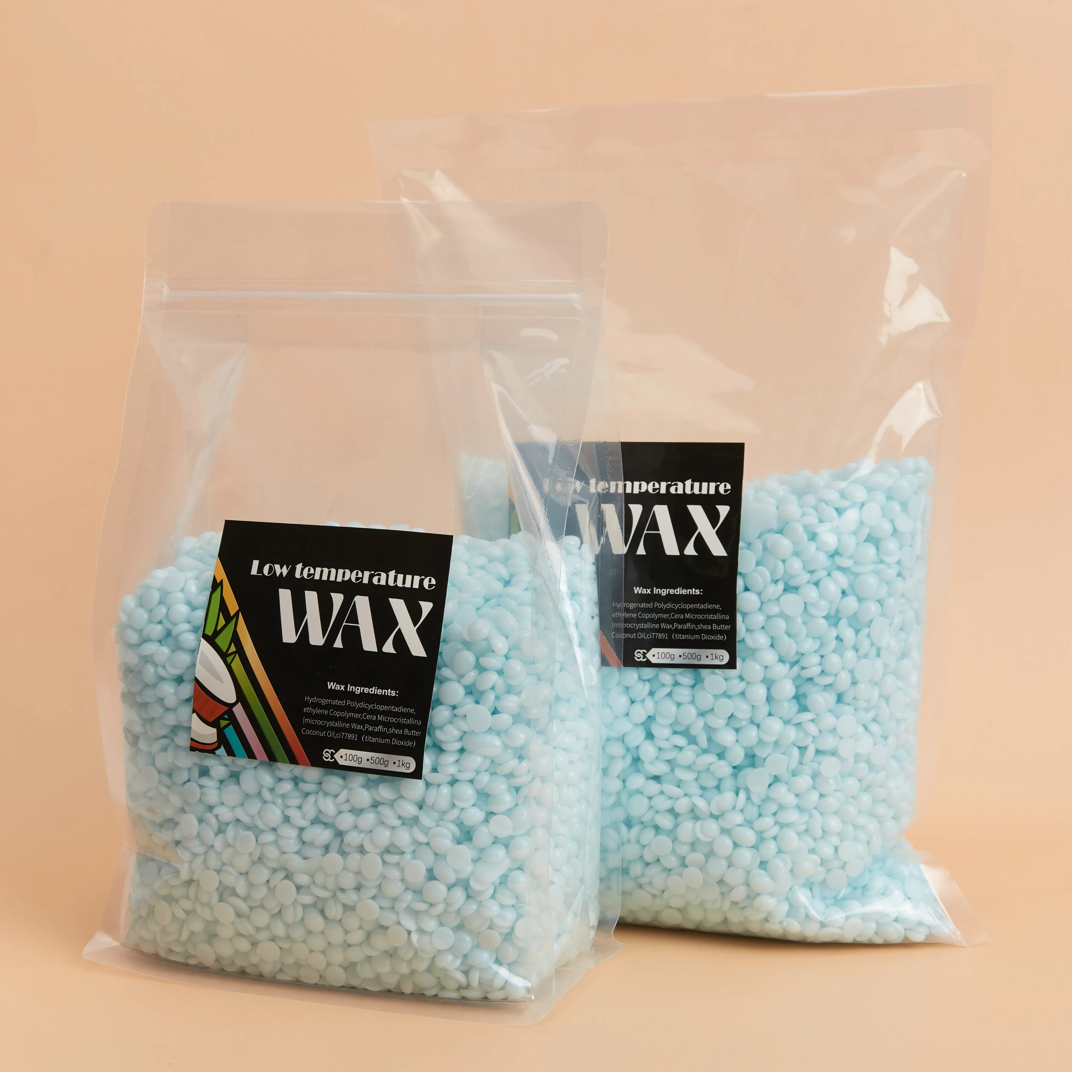 Doll Wax 1kg 2.2 Lb 2.2 pound Premium Formula rosin free light Sparkle blue mint scent Brazilian Hard Wax Beads Hair Removal