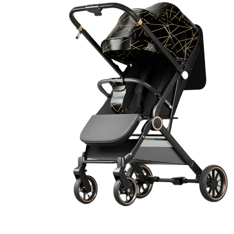 Portable Baby Stroller with Bi-Directional Folding and Reclining Four-Wheeled Cart mama love baby stroller