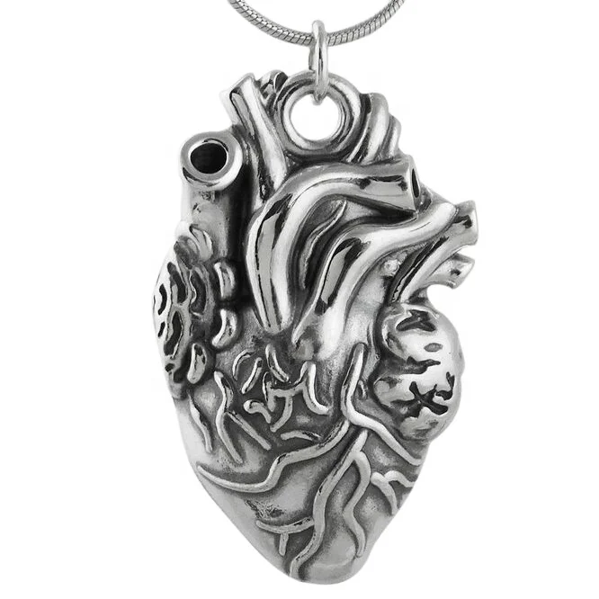 Custom manufacturer fashion pendant jewelry oxidized silver large anatomical necklace