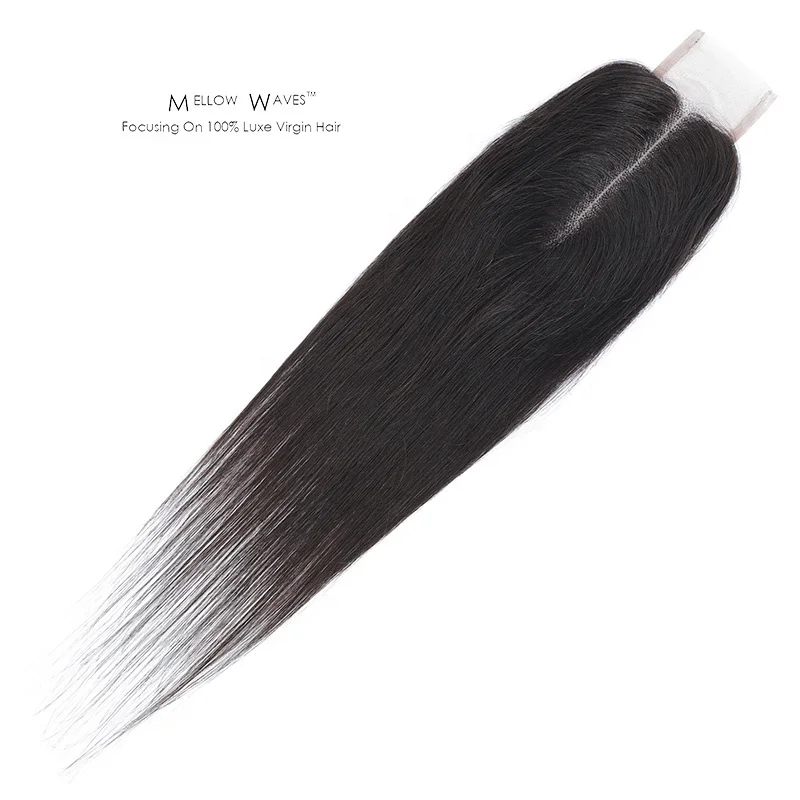 
Mellow Waves Kim K Kardashian Straight Preplucked Human Hair 2x6 Lace Closure Straight With Baby Hair Millde Part For Women 