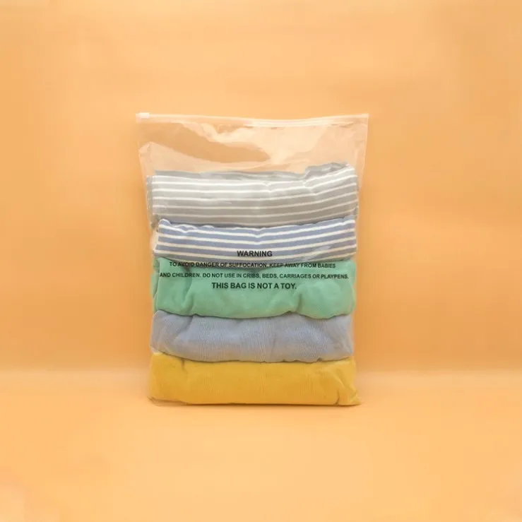 Eco friendly custom factory price with your logo t shirt packaging frosted zip lock plastic bags for clothes