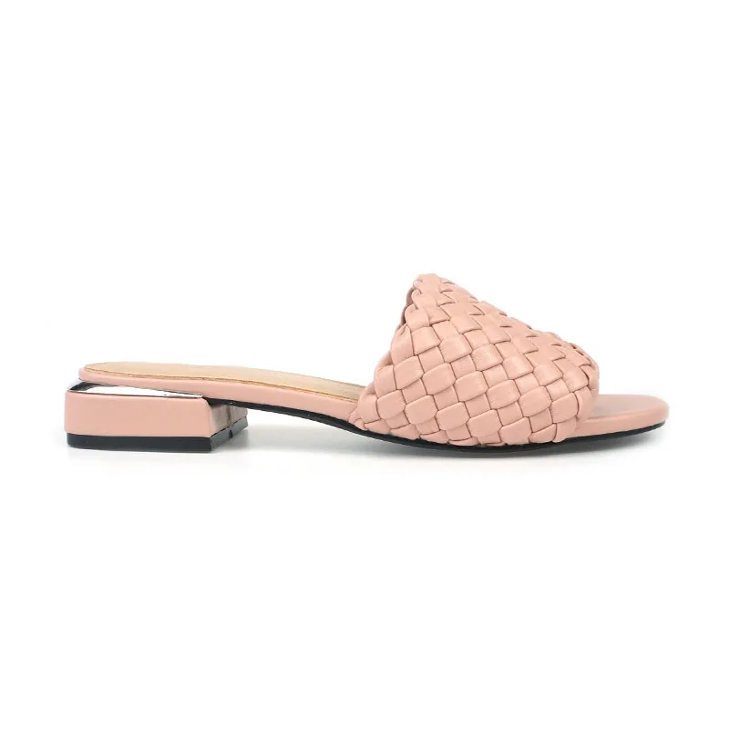 Женские Модные пикантные красные стеганые сандалии с открытым носком; Обувь на низком квадратном каблуке; Женские шлепанцы; Sandalias de tacon bajo