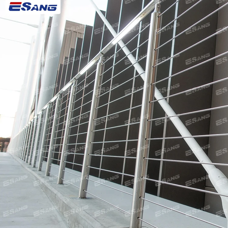 ESANG Outdoor Balcony Balustrade Stairs Railing Design Deck Fence Post System 304 316 Stainless Steel Cable Railing Hardware