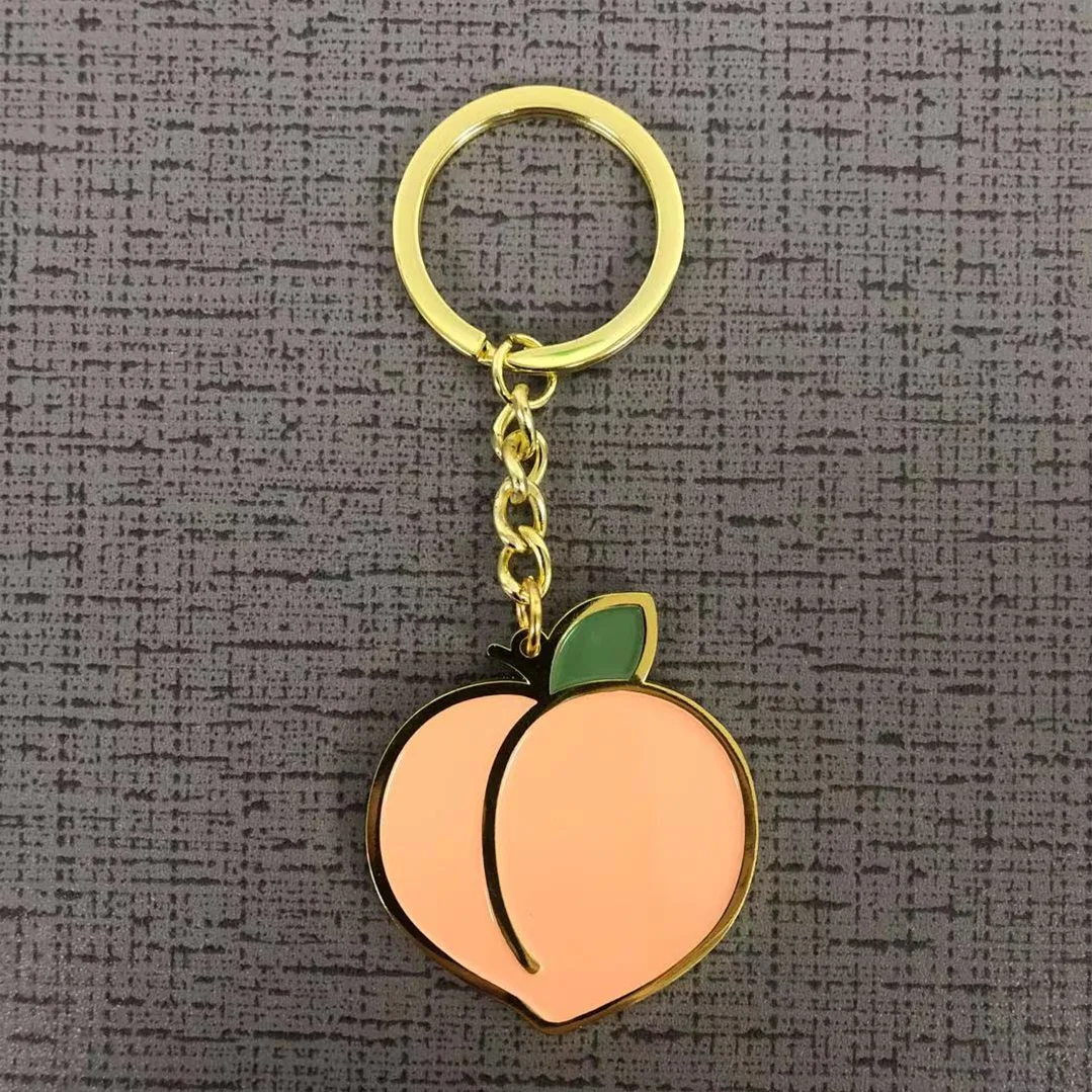 
Handmade charm colorful enamel peach keychain 