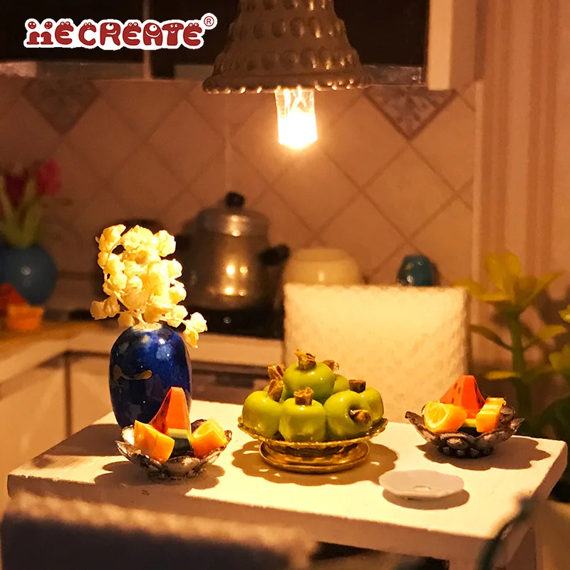 IIECREATE Handmade Furniture House Toys  K-036 Florence 3D Wooden Puzzle DIY Educational  Miniature Doll House With Light