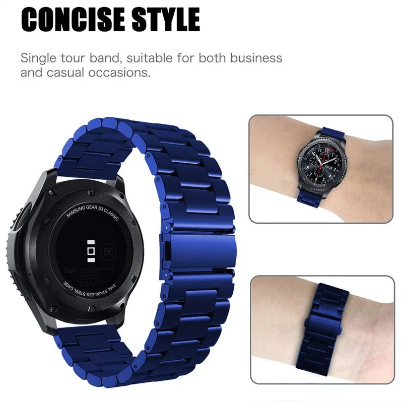 For Samsung Gear S3 Band 22mm Solid Stainless Steel Metal Business Strap for Samsung Gear S3 Frontier/Classic/Galaxy Watch 46mm