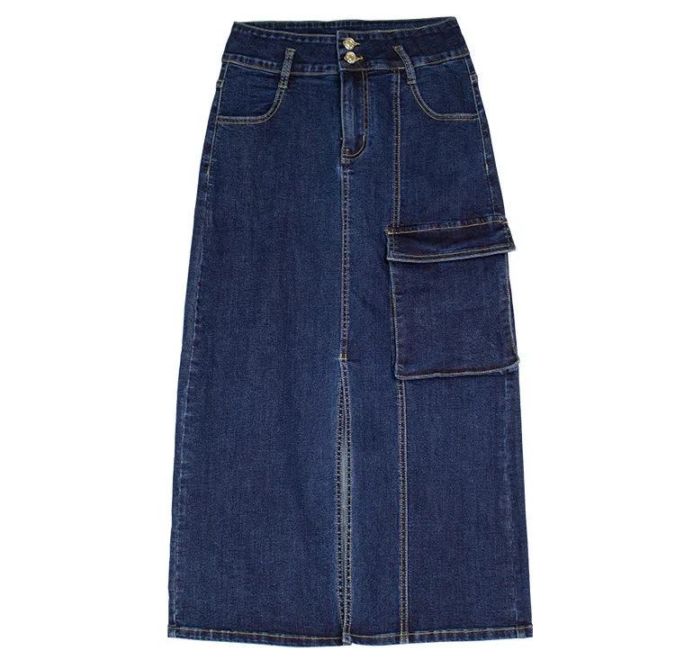 Blue Team | custom Women Fashion Denim Pencil Skirt High Waist Blow Knee Button Blue Jeans Skirts For Wholesale