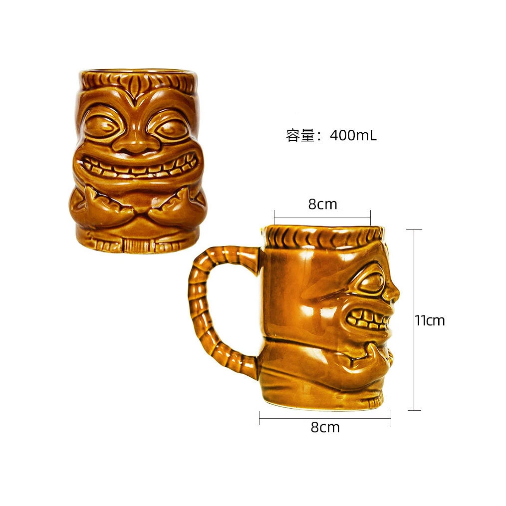 Wholesale Novelty Ceramic Tiki Coconut Cups BarCaft Tiki Mugs For Bar Or Decoration