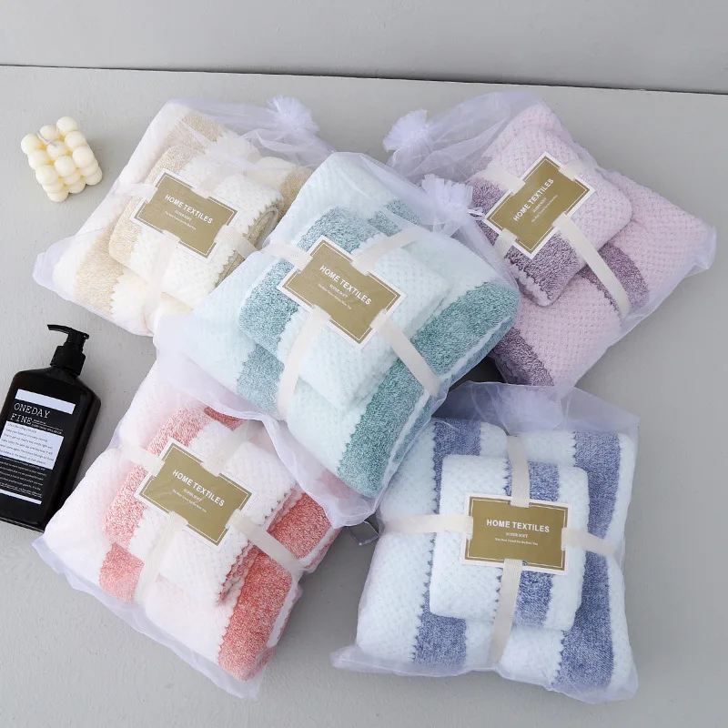 Soft Absorbent Towel Adult Dry Hair Coral Fleece Bath Towel Creative Gifts Combination Towel Set