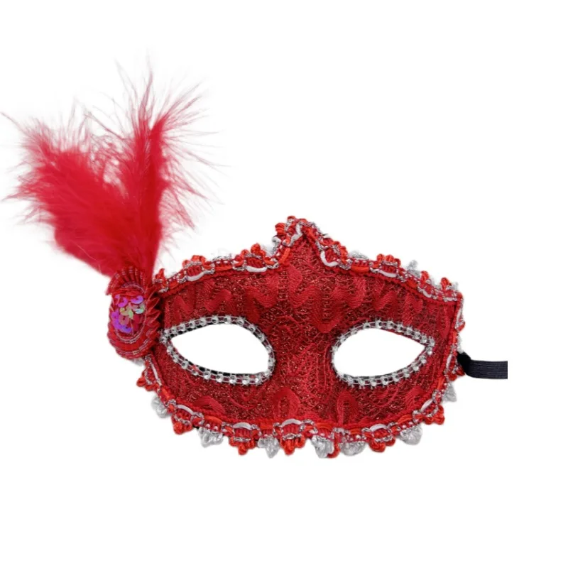 Wholesale Halloween Holiday ball face mask masquerade party mask with feather