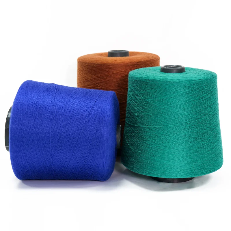 High Stretch Twisted Polyester Nylon Blended Yarn 28S/2 PBT Viscose Dyed Core Spun Yarn For Knitting Machines