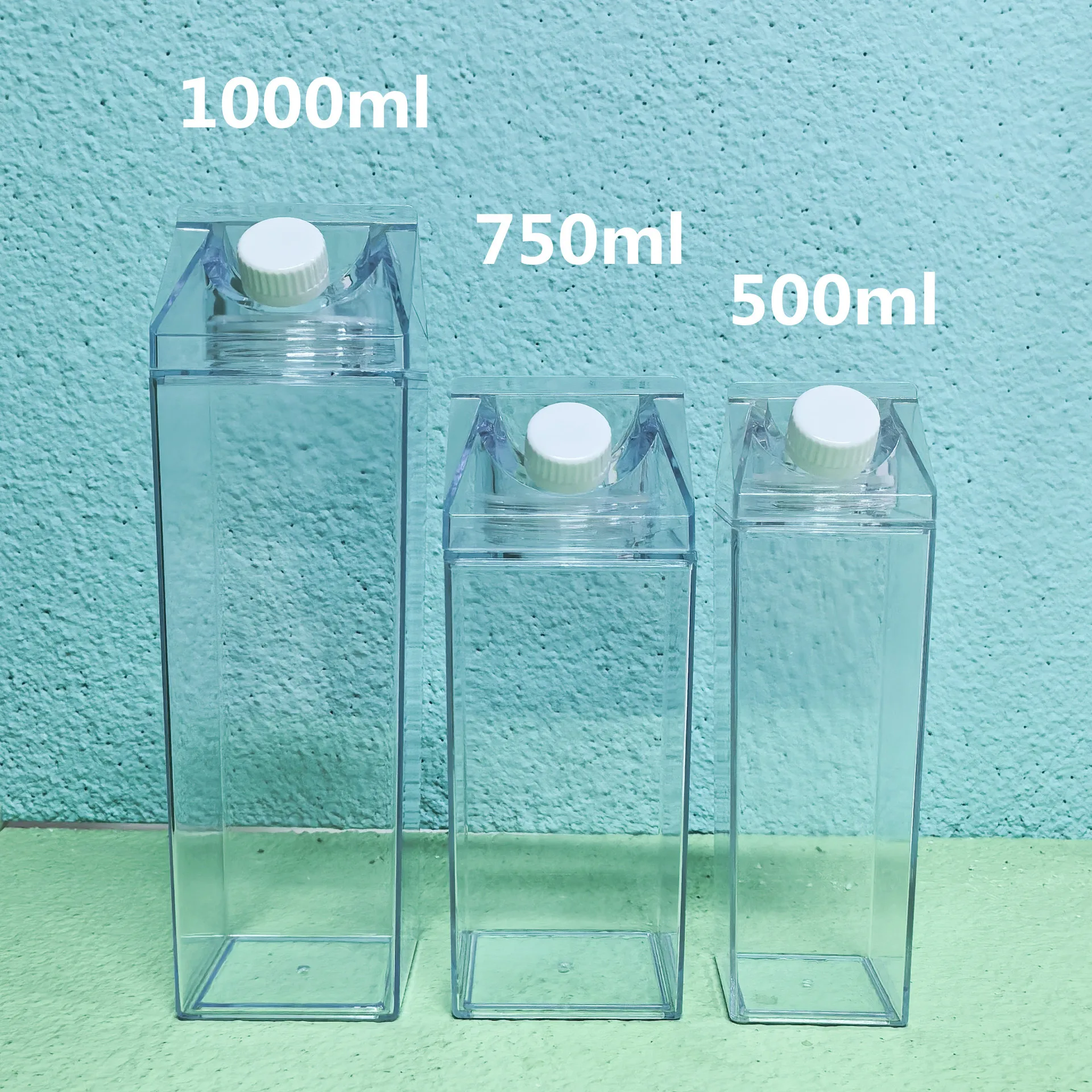 Onsin wholesale 500ml acrylic milk carton water bottle BPA FREE plastic tumblers Custom Logo for Sport drinking water bottles