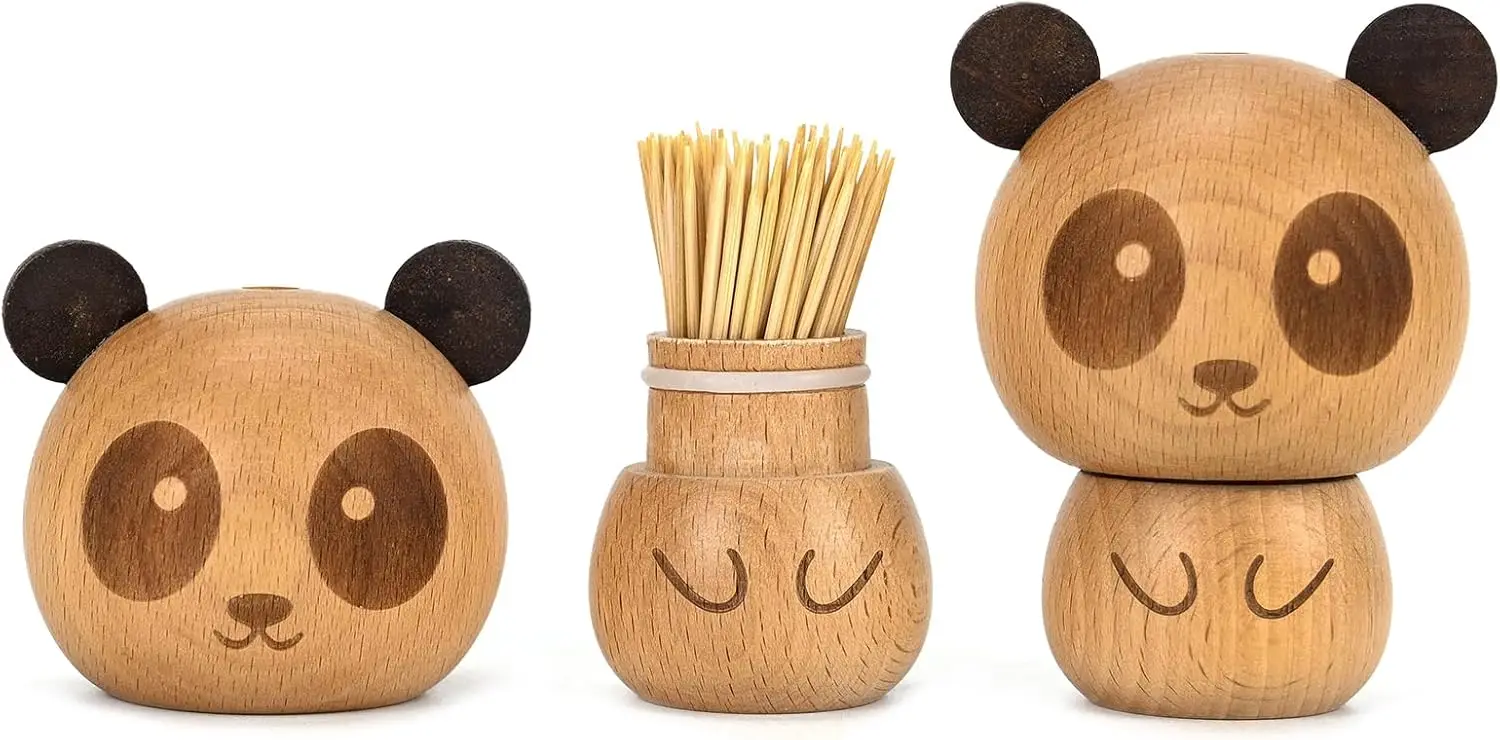 Wooden Toothpick Dispenser Cute Panda Style Toothpick Holder Storage Box Case for Home Restaurant ClubBarPartyContainsToothpicks