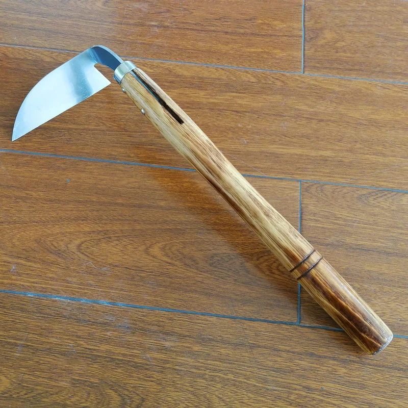 Stainless steel scythe curved wooden handle agricultural weeding and gardening tool