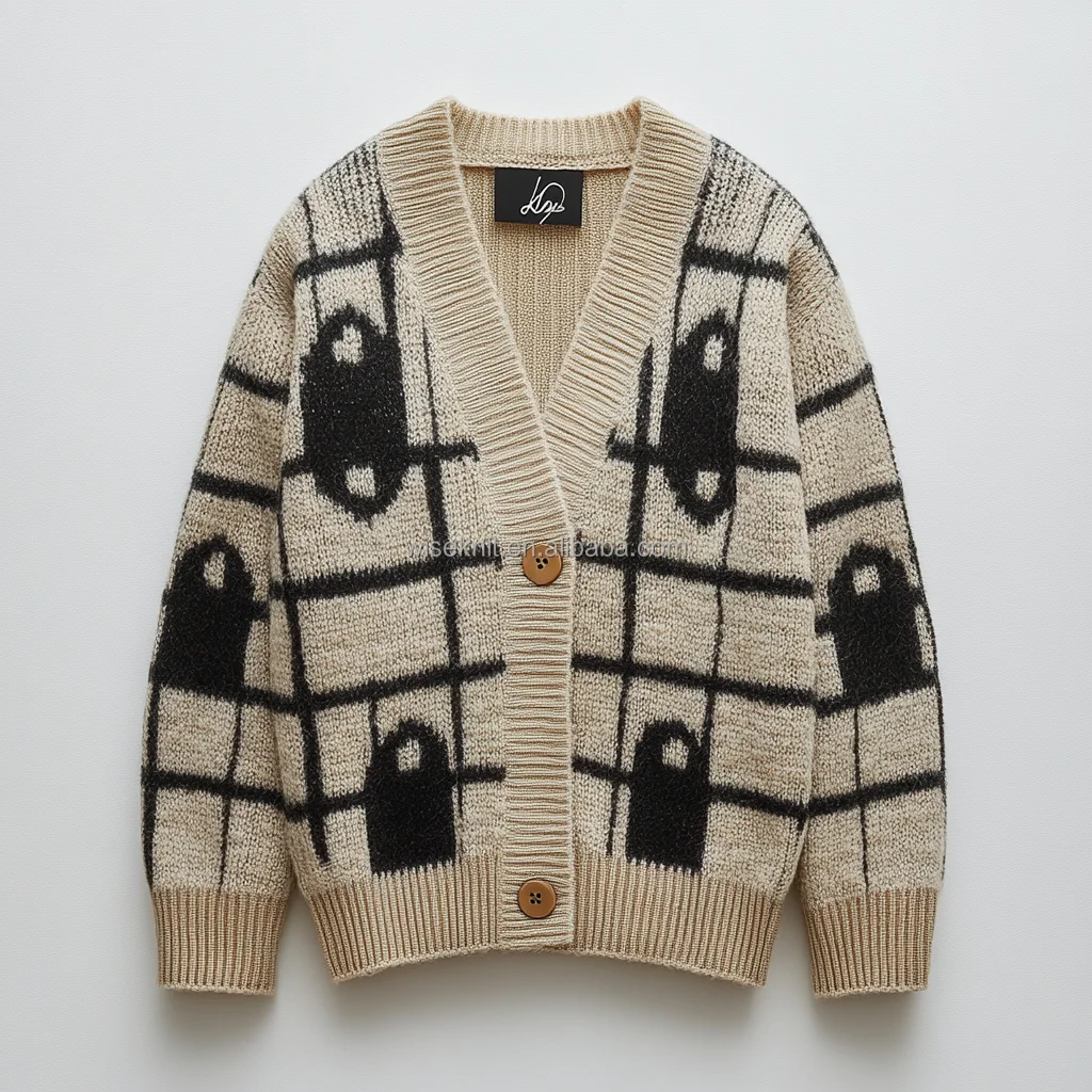 Custom Logo Private Design Men Sweater Jacquard letter knitwear men Crew neck pullover winter men Knitted tapestry sweater