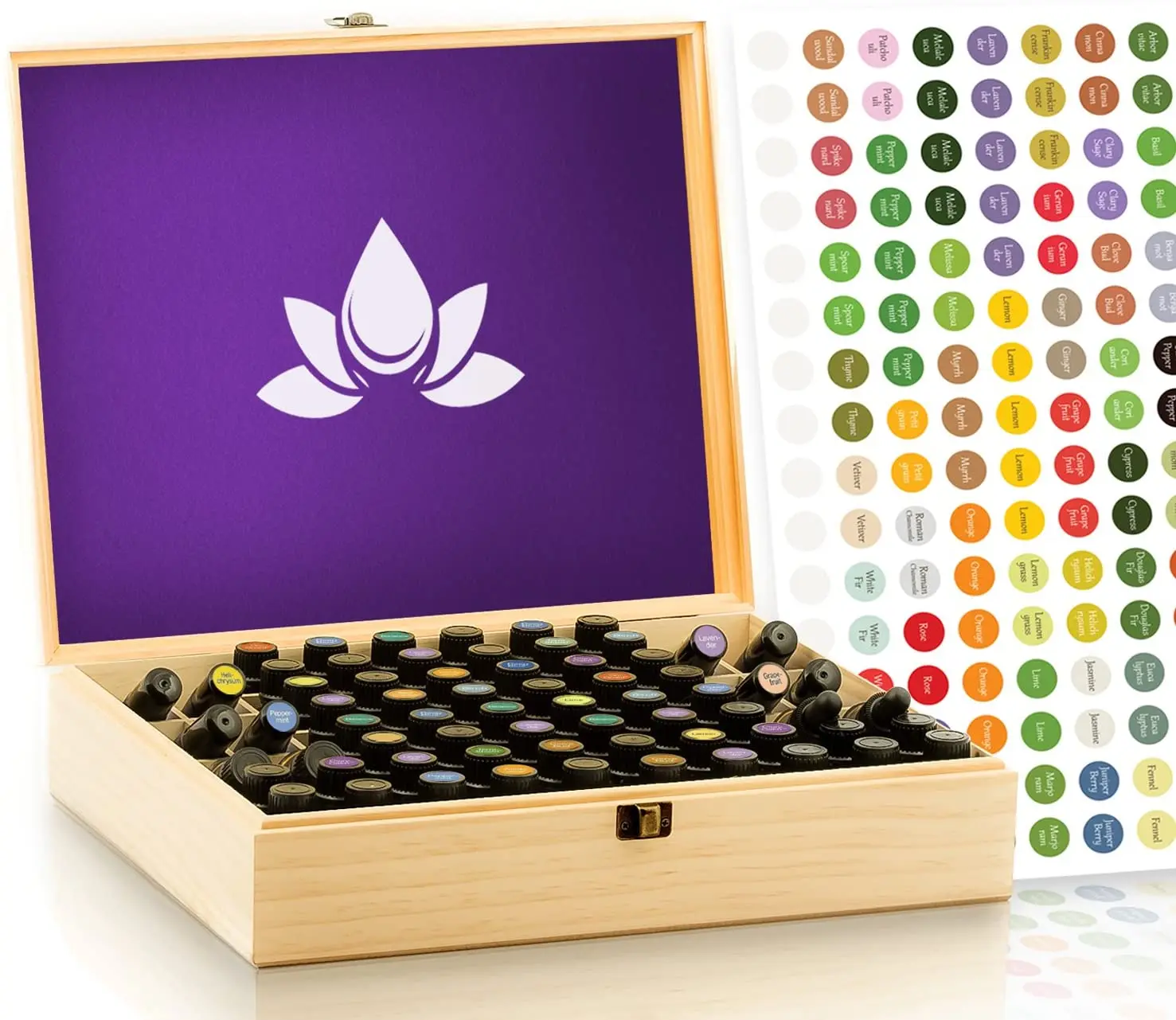 Large Essential Oil Wooden Box Natural Pine Wood Oils Storage Case Holds 68 Bottles & Roller Balls