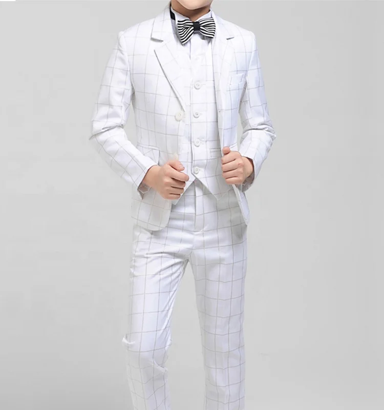 New design wedding party wear TR fabric white color boy blazer suit