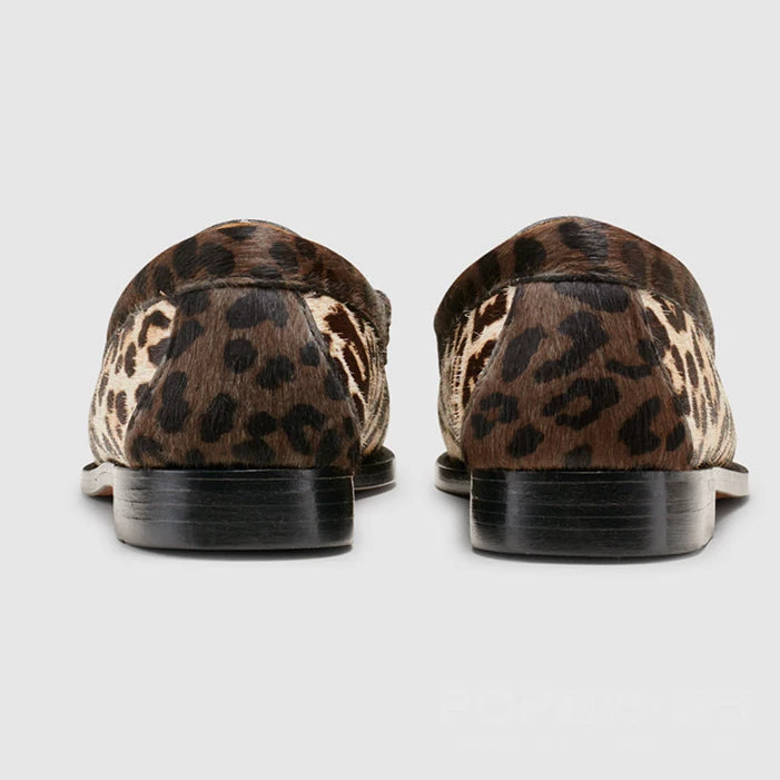 OEM luxury Leopard Leather Loafer Flat High Quality Loafers Moccasin Shoes For Women