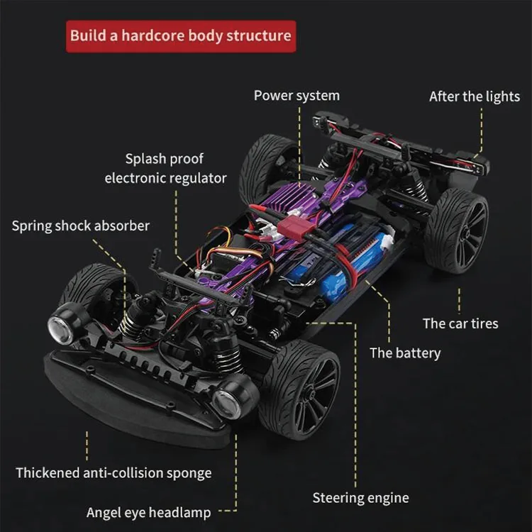 SCY 16303 2.4G 1/14 RTR 4WD Radio Control Toys High Speed Off-Road Drift Car Flat Running Muscle Car with Retro LED Light