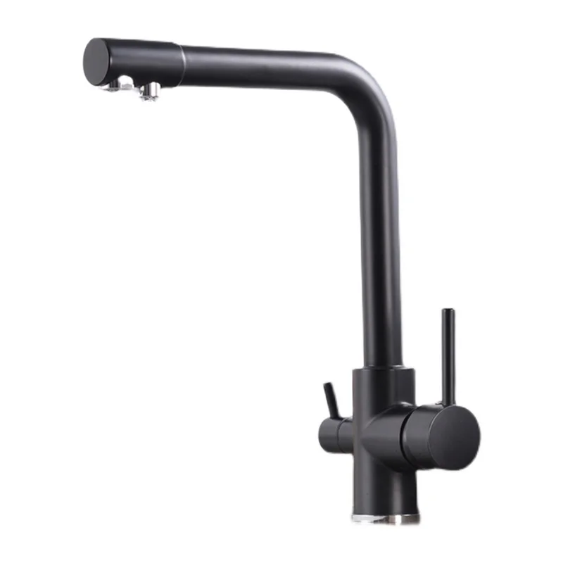 Modern  kitchen faucet Sink 3 way Drinking Water black Double Handle filter purifier Kitchen taps