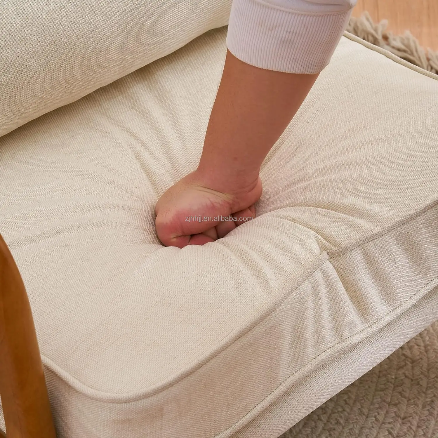 Accent Chair Mid-Century Chair with Pillow Upholstered Lounge Arm Chair with Solid Wood Frame & Soft Cushion for Living Room