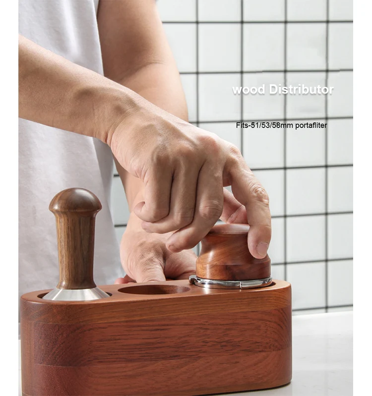 Материал, нержавеющая сталь, дерево, дистрибьютор 58 мм, инструмент, деревянный коврик, дистрибьютор, усилие для темпера кофе