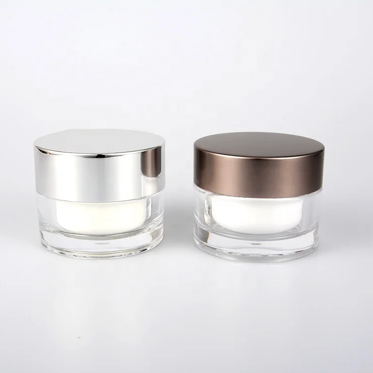 custom cosmetic jars and bottle silver cap clear acrylic packaging acrylic plastic containers empty luxury cream jar 50 ml
