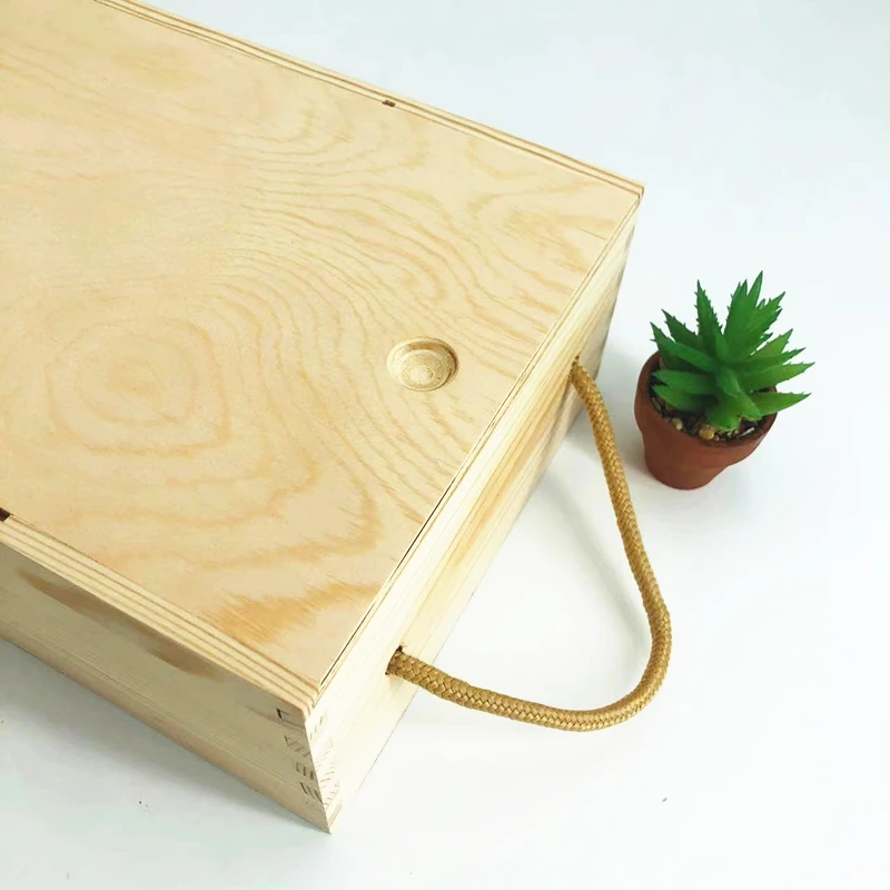 Wholesale Handmade Custom Logo Stock High-grade Wooden Wine Box 2-bottle Double Wine Case
