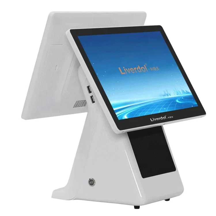 New Launch 15.6inch Dual Screen Fast Food Billing Machine POS System with Thermal Printer and Barcode Scanner