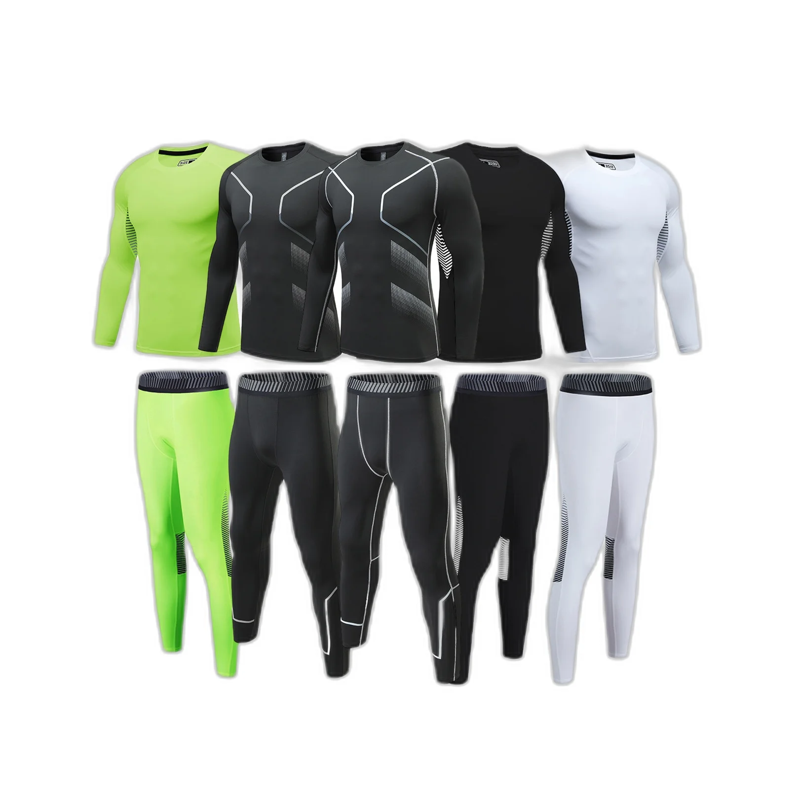 Professional Running Athletic Suits Workout Muscle Compression T-shirt Tight Yoga Leggings Gym Fitness Sets Sportswear For Men