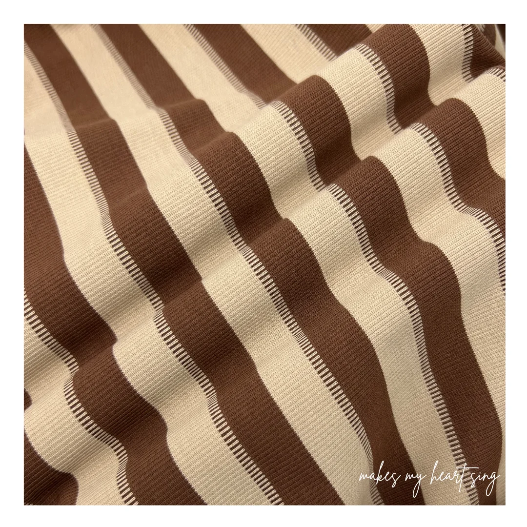 Premium cvc textile Brown stripe design fabric 185g cotton polyester for women dresses tshirts high quality fabrics