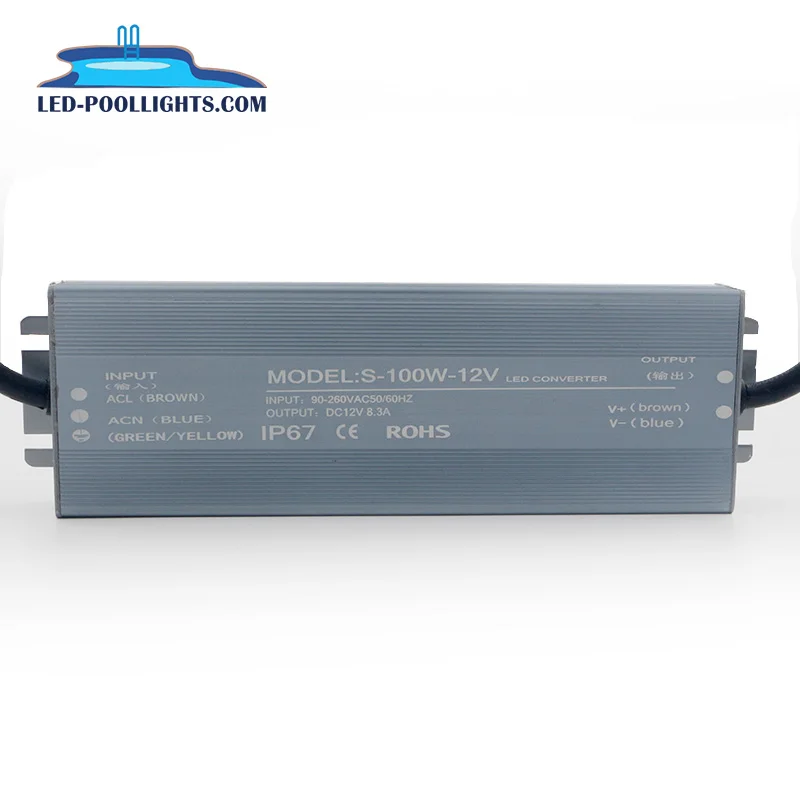 Huaxia IP67 AC110V AC220V источник питания для постоянного тока 12 В/24 В 100 Вт 200 Светодиодный драйвер бассейна