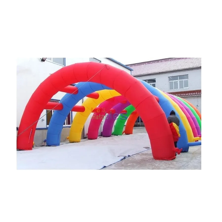 Double Inflatable Round Event Rainbow Advertising Arches Colorful Promotional Archway Air Inflatable Advertising Arch Door