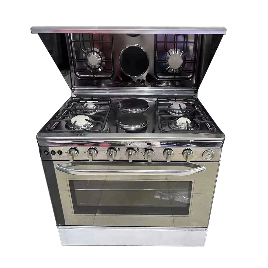 6 stainless steel commercial six burner electric gas cooker range stove with grill and oven