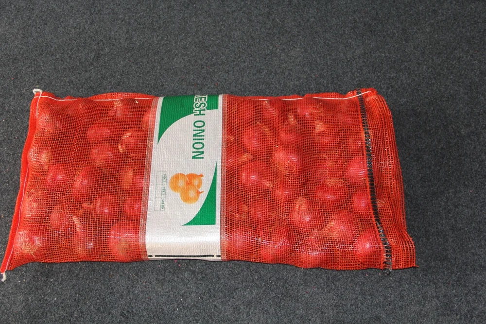 25 kg Leno mesh bag packing for onion with  color file