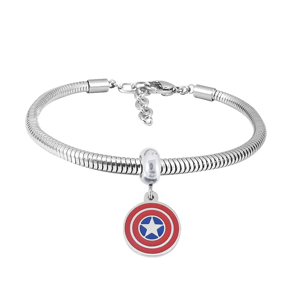 Marvel Series Pendant DIY Jewelry Stainless Steel Bracelet Charm Lucky Clover Bracelets For Family