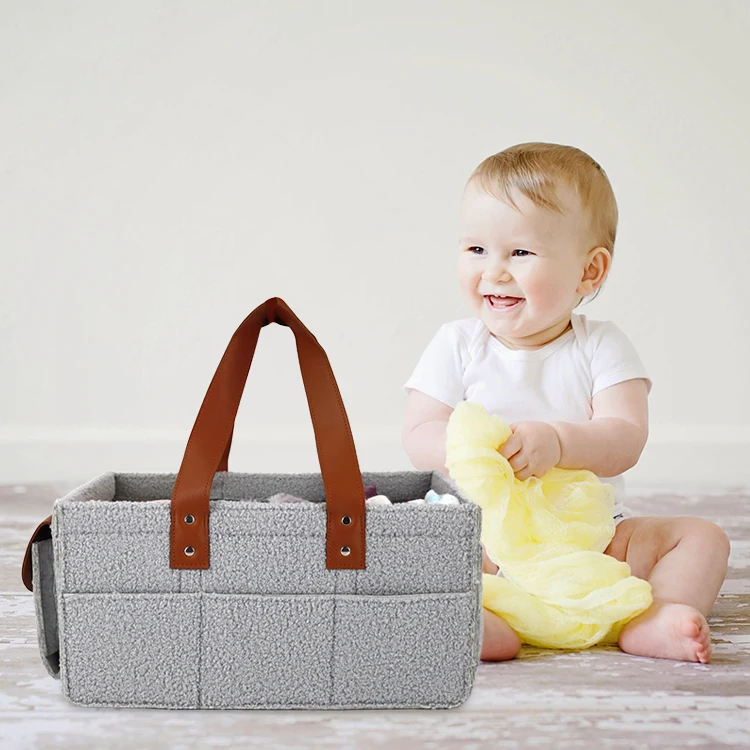 Wholesale Portable Storage Basket Baby Diaper Bag Caddy With Shoulder Strap