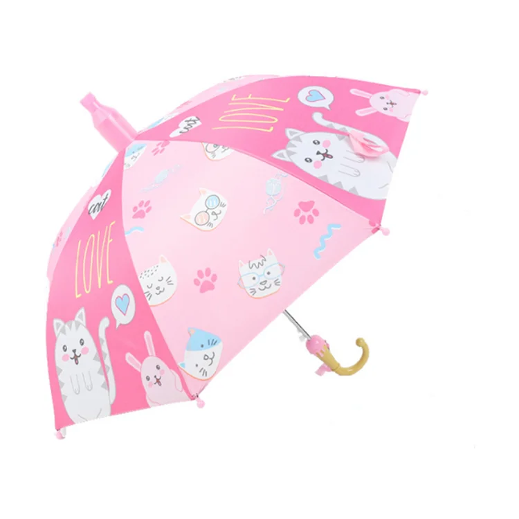 Customized 2022 Popular Kids Automatic Open long handle  cartoon  umbrella