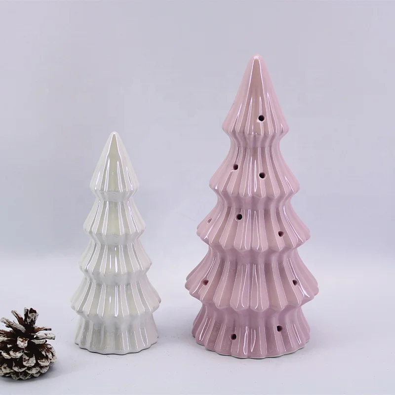 
Factory Festival decor white pink ceramic christmas tree for home decoration 