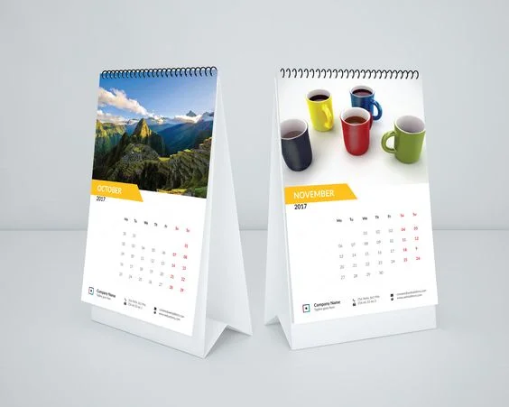 2024/2025 Custom A4 Desktop Wall Calendar Cardboard Offset Paper with Hot Stamping Poster Printing Packaged in Carton