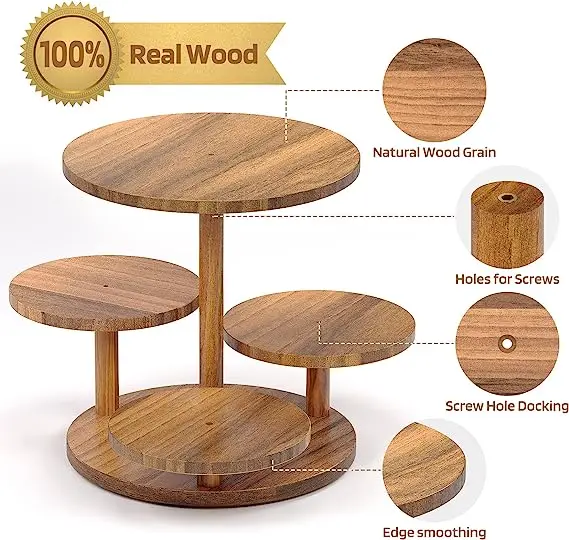 4 Tier Round Cupcake Tower wooden rustic cake stand and Farmhouse Tiered Tray Decor wooden Cake Stands round