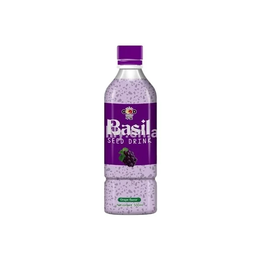 
500ml PET bottle basil seed drink raspberry kiwifruit,passion fruit grape flavors 
