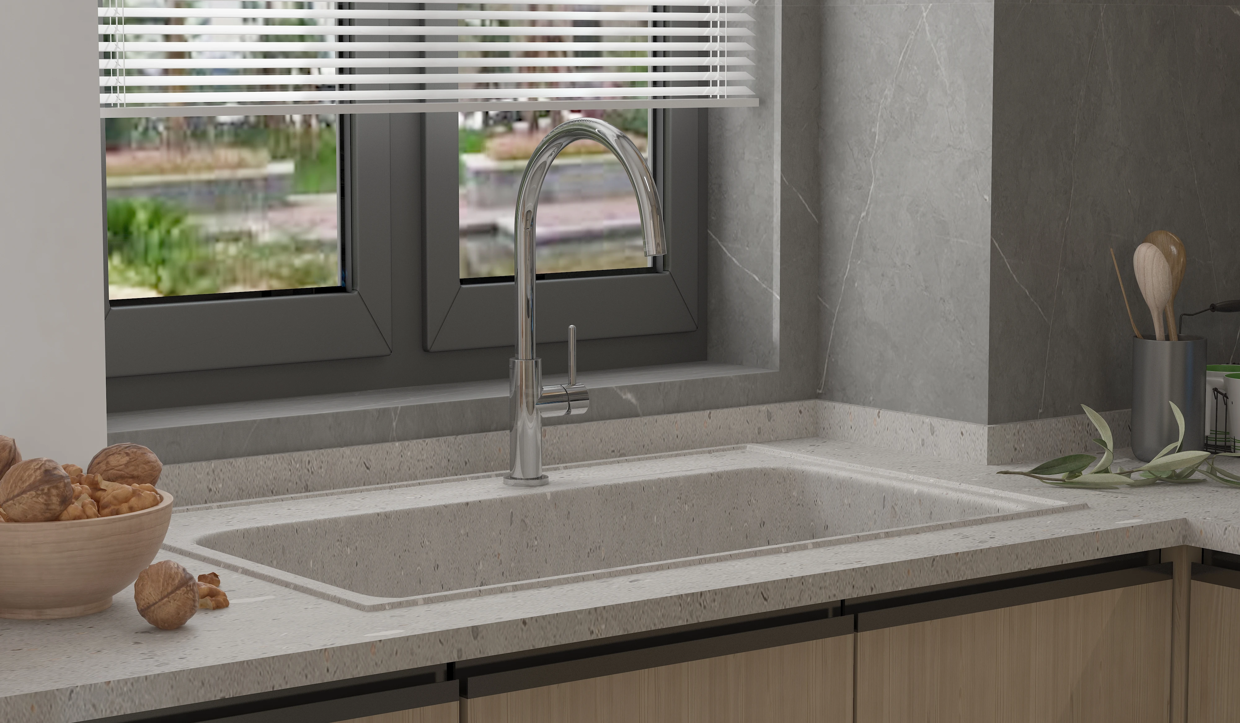 Brushed Rose Gold Single handle Round brassware Kitchen sink faucet spout hot and cold water tap