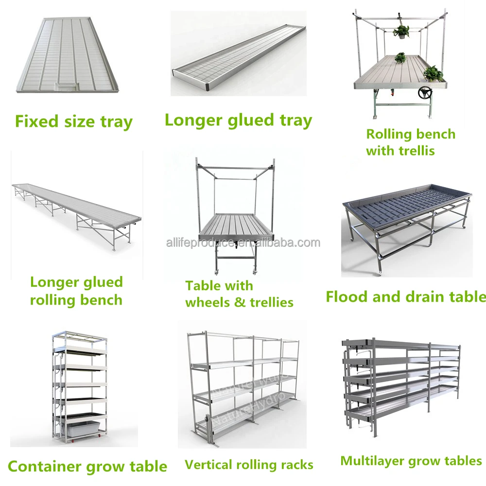 Mobile Hydroponic Rolling Benches Vertical Grow Racks for Sale