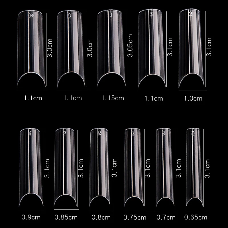 2022 New Arrival 550pcs/Bag Curve Straight Length Tips Extra Long Curved Half Cover False Nail Tips French Acrylic Nails