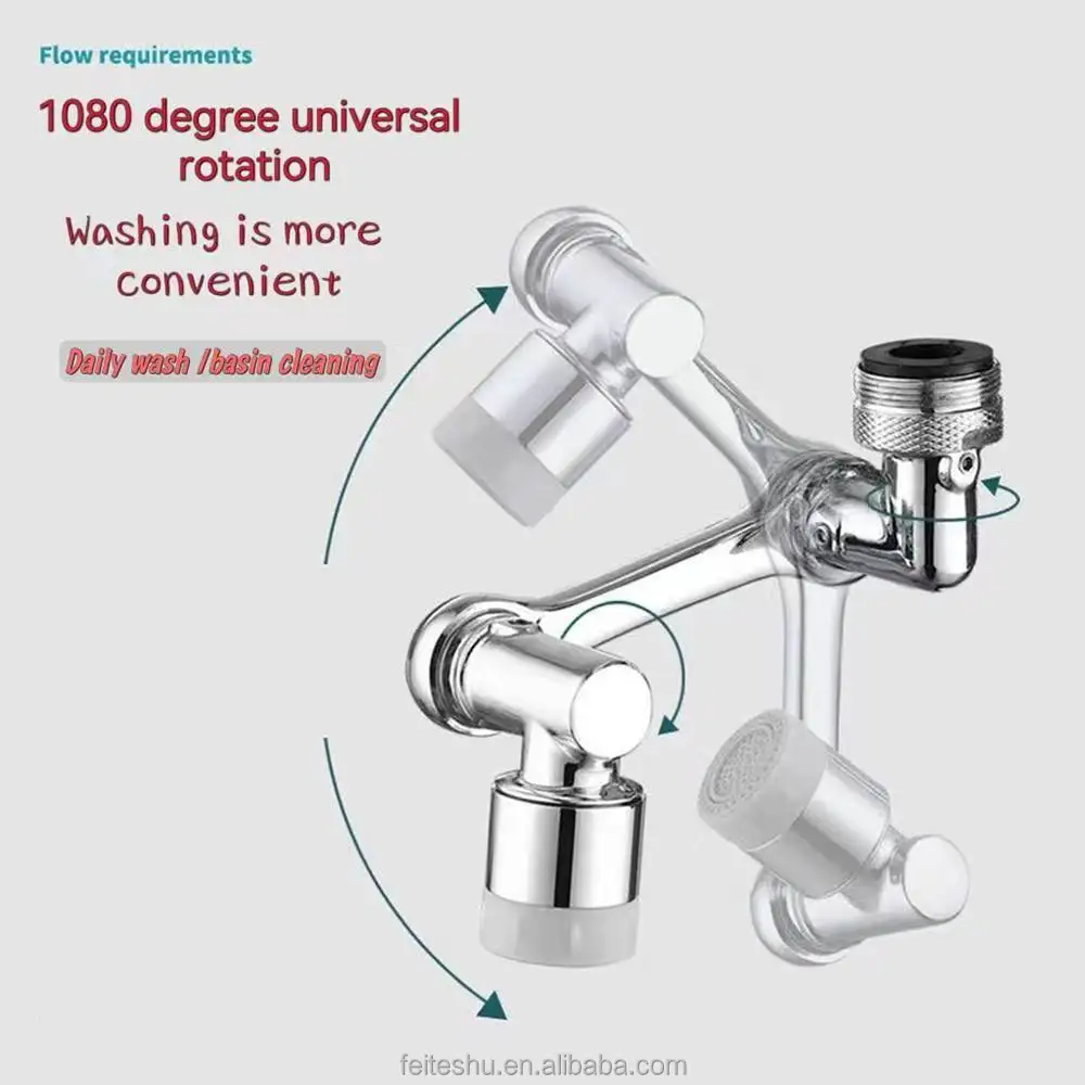 Faucet aerator 1080 degree multi-functional rotation two  gear splash proof